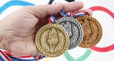 Olympic medals – gold, silver, bronze. 