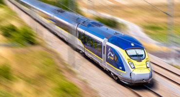Eurostar e320 high speed train driving from Paris to London